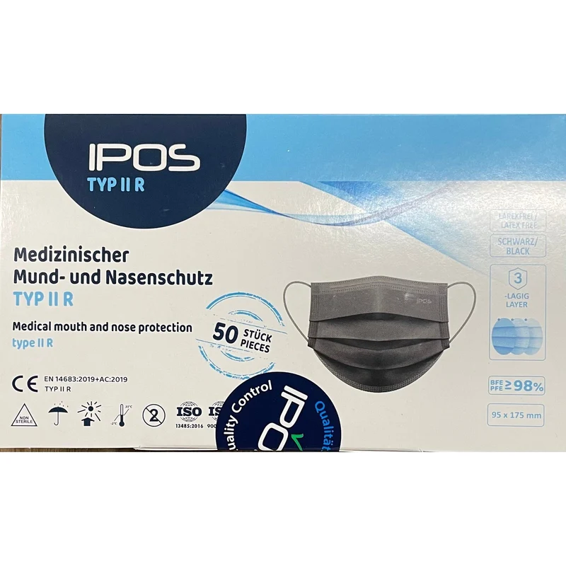 Maske Mund und Nasenschutz Schwarz TYP IIR