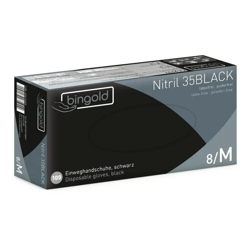 BINGOLD Nitril 35BLACK Einweghandschuhe Schwarz puderfrei 100 Stück