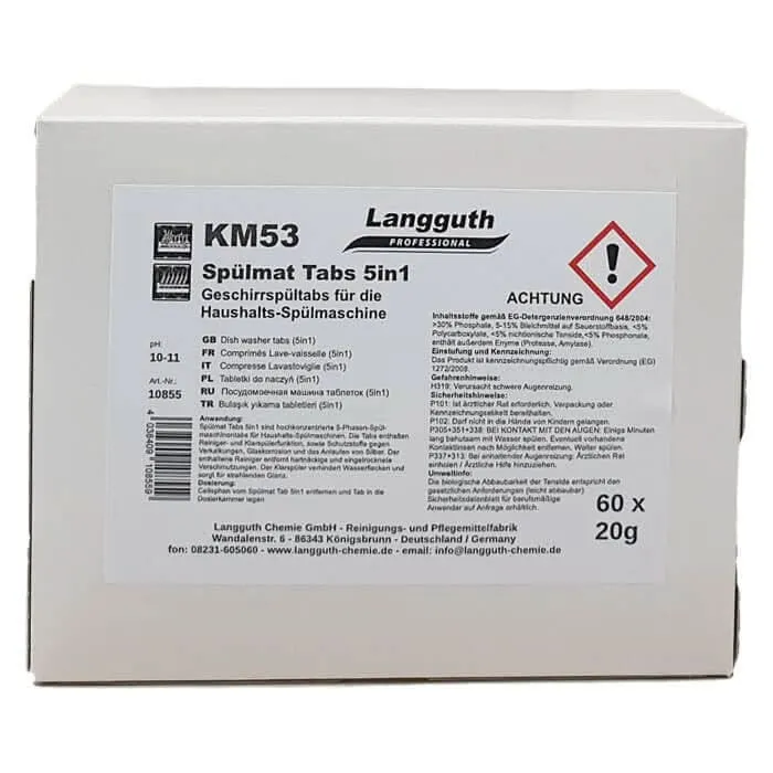Langguth KM53 Spülmat Tabs 5in1 60Stk. Spülmaschinentabs