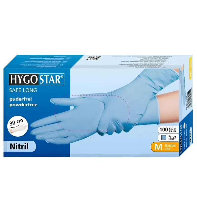 Hygostar Safe Long Nitril-Handschuhe Blau 100 Stück