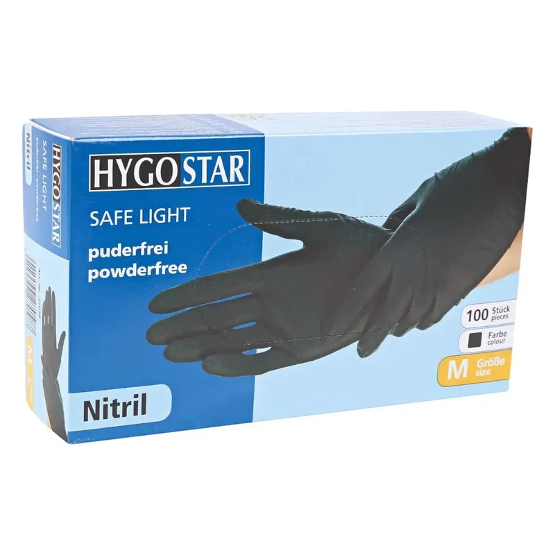 Hygostar "Safe Light" Nitril-Handschuhe Schwarz 100 Stück