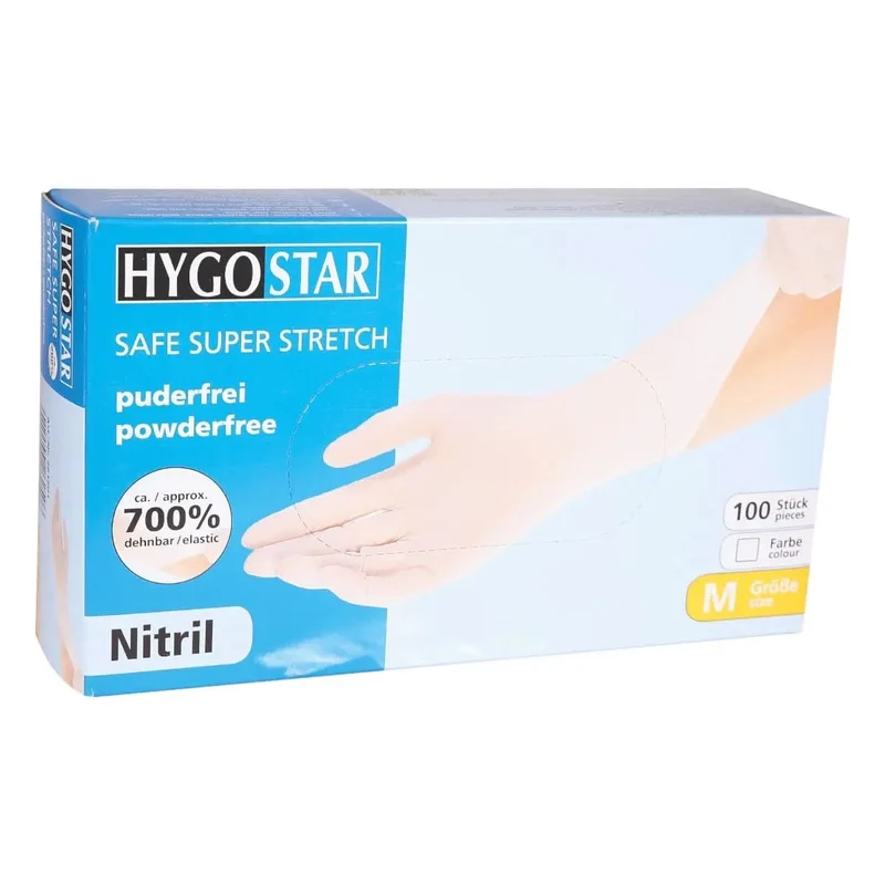 Hygostar "Safe Super Stretch" Nitril-Handschuhe Weiß 100 Stück
