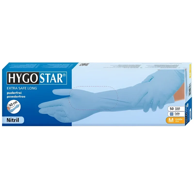 Hygostar "Extra Safe Superlong" Nitril-Handschuhe Blau 50 Stück