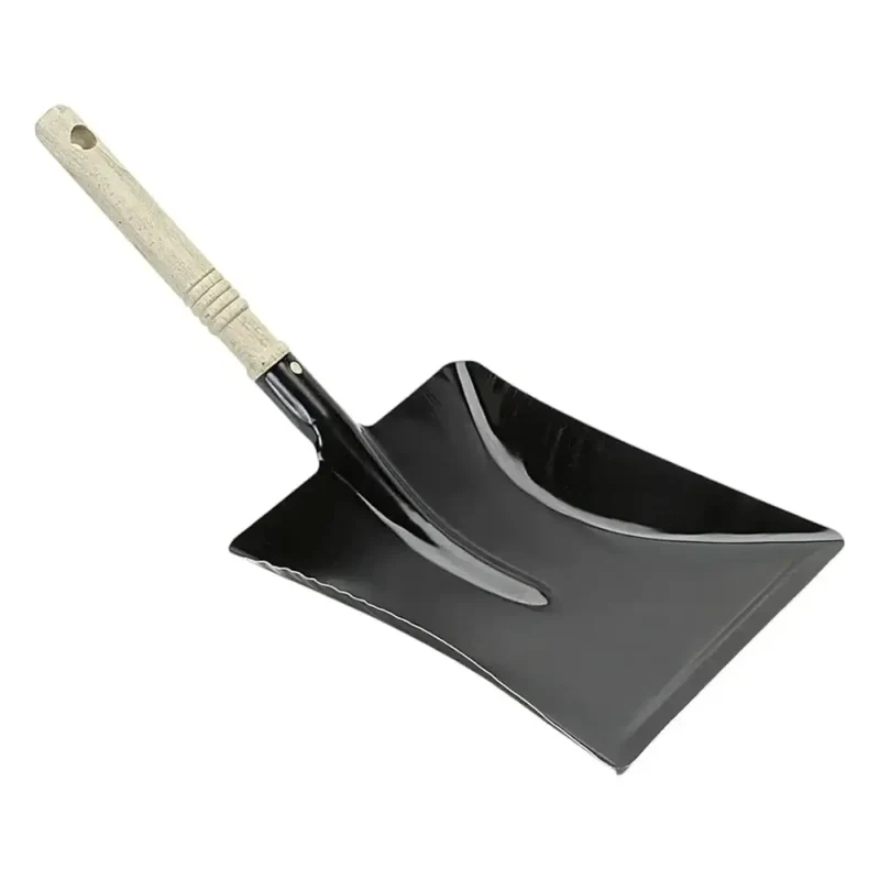 Kehrschaufel Metall Schwarz mit Holzgriff