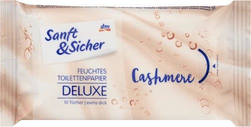 Sanft&Sicher Feuchtes Toilettenpapier Deluxe Cashmere, Reisegröße, 10 St