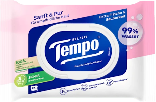 Tempo Feuchtes Toilettenpapier sanft & pur, 42 St