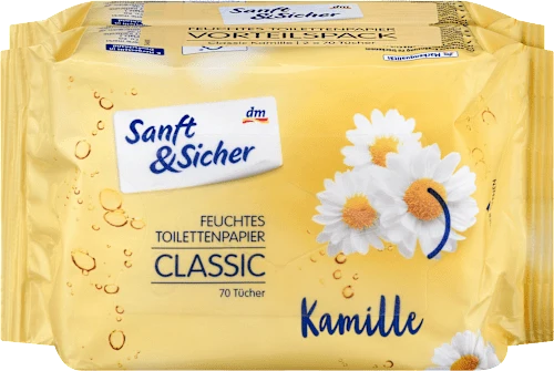 Sanft&Sicher Feuchtes Toilettenpapier Classic Kamille (2x70 Stück), 140 St
