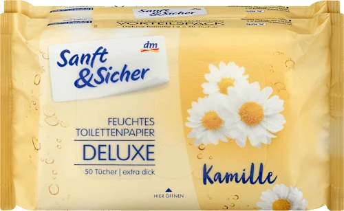 Sanft&Sicher Feuchtes Toilettenpapier Deluxe Kamille (2x50 Stück), 100 St