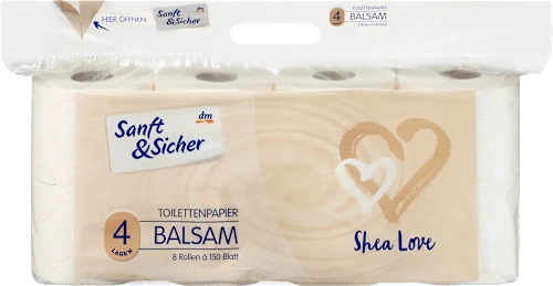Sanft&Sicher Toilettenpapier Balsam 4-lagig (8x150 Blatt), 8 St
