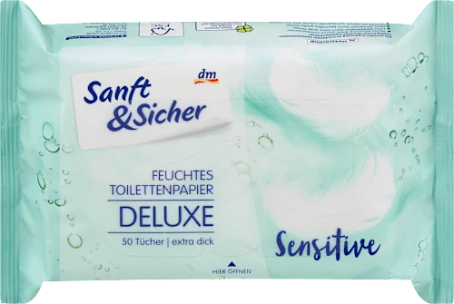 Sanft&Sicher Feuchtes Toilettenpapier Deluxe Sensitive, 50 St