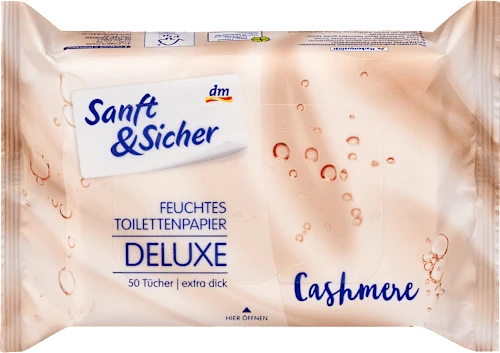 Sanft&Sicher Feuchtes Toilettenpapier Deluxe Cashmere, 50 St