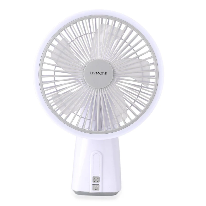 LIVMORE Akku Ventilator, oszillierend, 7 Zoll, Weiß