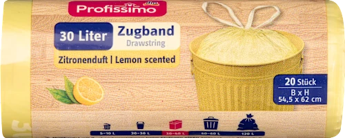Profissimo Müllbeutel 30 l mit Zugband & Zitrusduft, 20 St