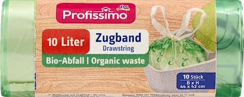 Profissimo Müllbeutel 10 l mit Zugband aus Biofolie, 10 St
