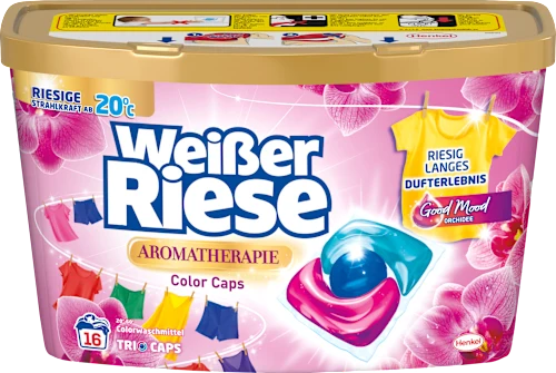 Weißer Riese Colorwaschmittel Caps Trio Aromatherapie Good Mood Orchidee, 16 Wl