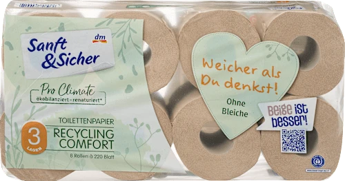 Toilettenpapier Recycling 3-lagig (8x220 Blatt), 8 St