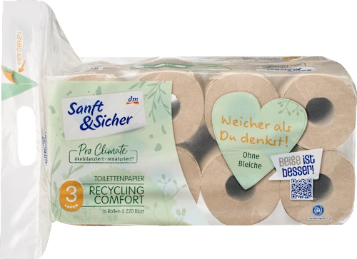 Toilettenpapier Recycling 3-lagig (16x220 Blatt), 16 St