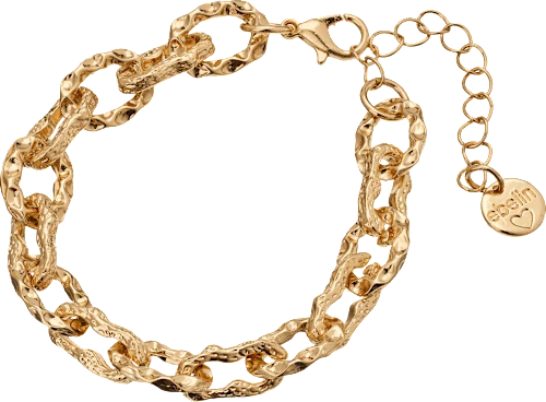 Armband Gliederkette gehämmert, Gold-Optik, 1 St