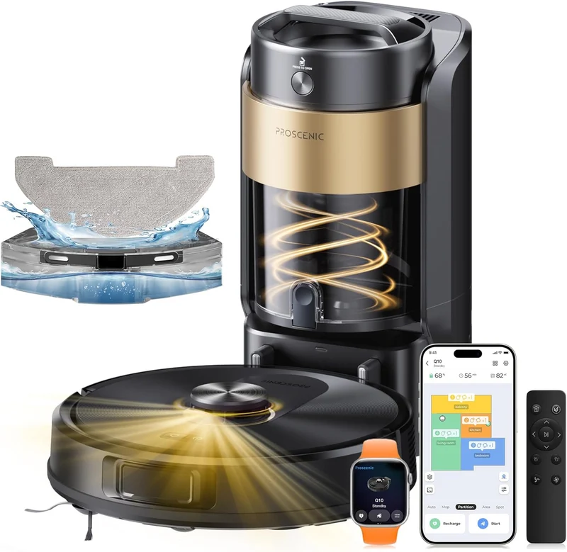 Proscenic Q20 Plus Saugroboter mit Wischfunktion – 10.000 Pa, beutellose Station