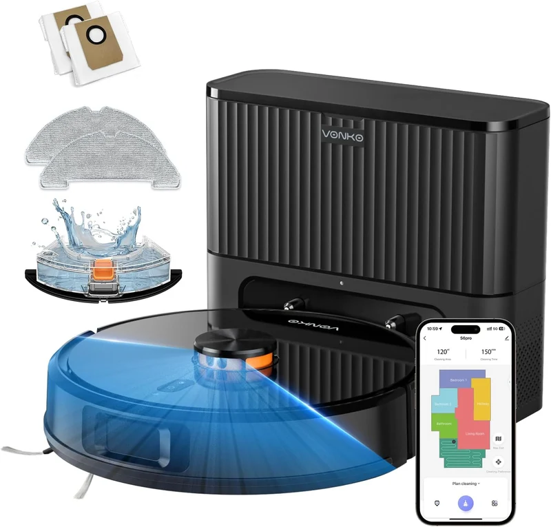 VONKO S6 Pro Saugroboter mit Wischfunktion und Absaugstation – 8.000 Pa, LiDAR 2.0