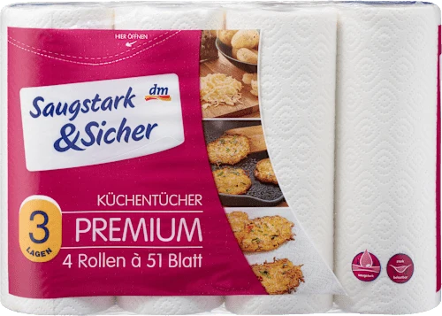 Küchentücher Premium 3-lagig (4x51 Blatt), 4 St