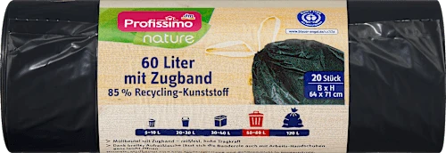 Müllbeutel Recycling 60L Müllbeutel mit Zugband, 20 St