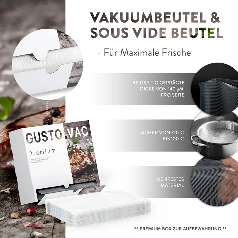 Premium Vakuumbeutel - 100 Stk. - 16 x 25 cm