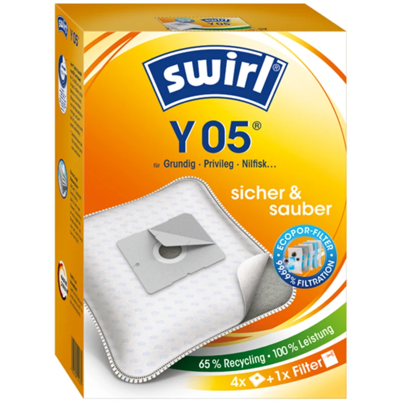 Staubsaugerbeutel kompatibel mit Swirl Y05 Staubsaugerbeutel 4-er Pack Y 05
