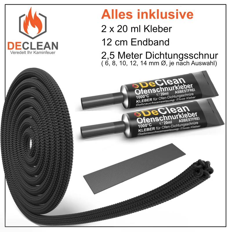 Dichtschnur Ofendichtung Kamindichtung f. Kamin Ofen Dichtung Schnur bis 4 Meter