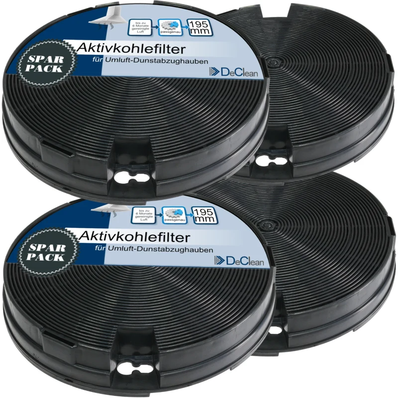 4x Kohlefilter kompatibel mit AEG, Ikea, Elica 902979358-6 E3CFT29