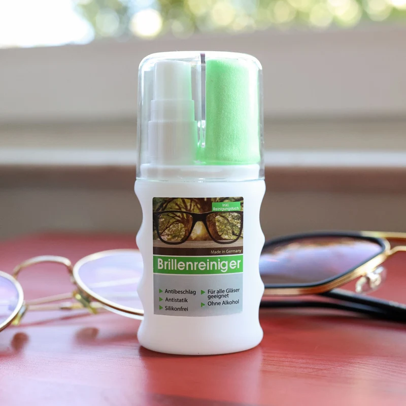 Brillenreiniger Mini-Set To-Go – Sprühflasche & Mikrofasertuch