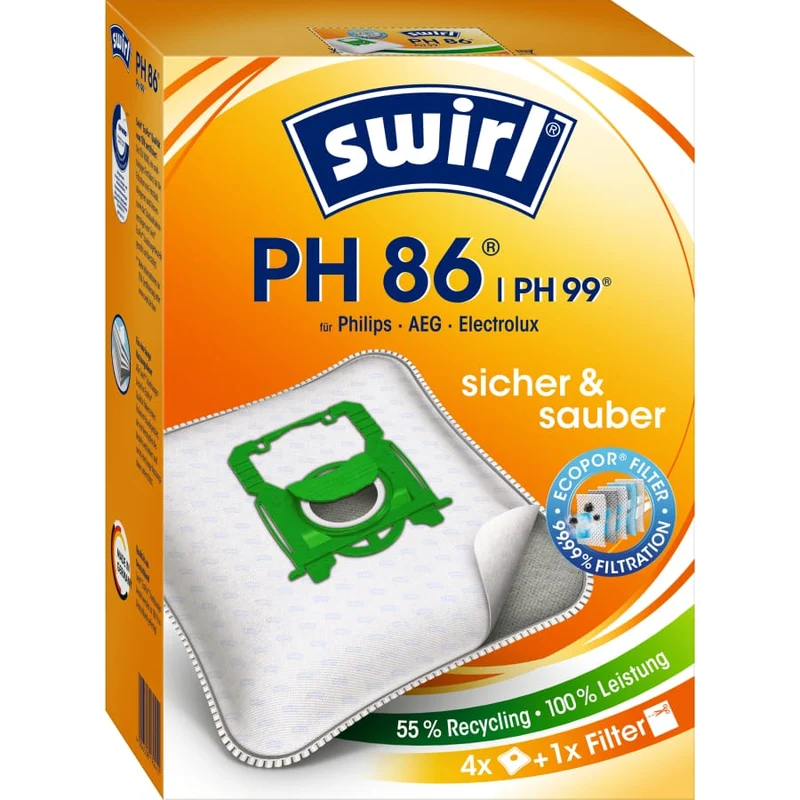 Swirl® PH 86/99 EcoPor® Staubsaugerbeutel Vorteilspack für Philips