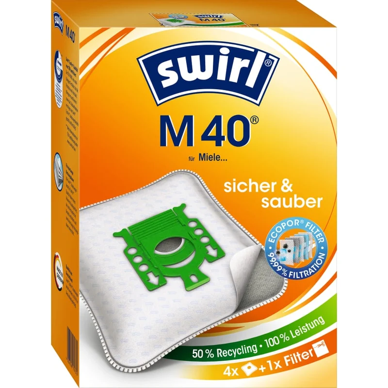Swirl® M 40 EcoPor® Staubsaugerbeutel Vorteilspack für Miele