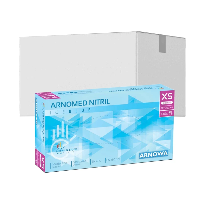 ARNOMED Nitril Ice Blue Einmalhandschuhe, puderfrei, hellblau