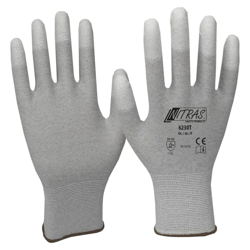 Nitras ESD-Handschuhe, Nylon-Carbon-Strickhandschuh, beschichtet