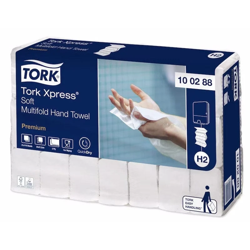 Tork Xpress® Premium Multifold Papierhandtuch H2 – 2-lagig, Multifold M, 2.310 Tücher (21×110)