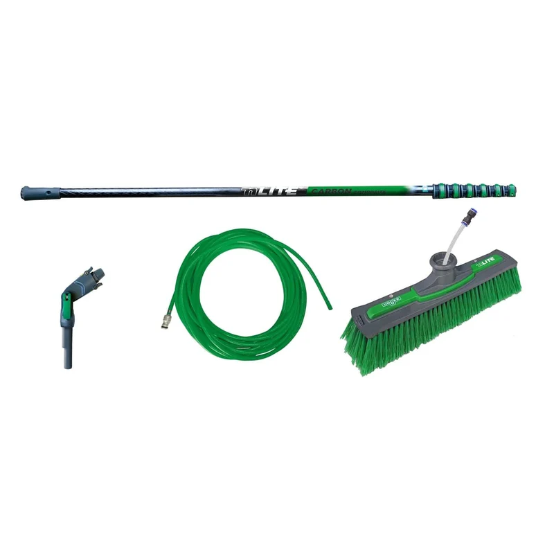 UNGER nLITE Reinwasser-Stangenset Carbon Composite – 8,60 m, 6-teilig, inkl. Bürste & Schlauch