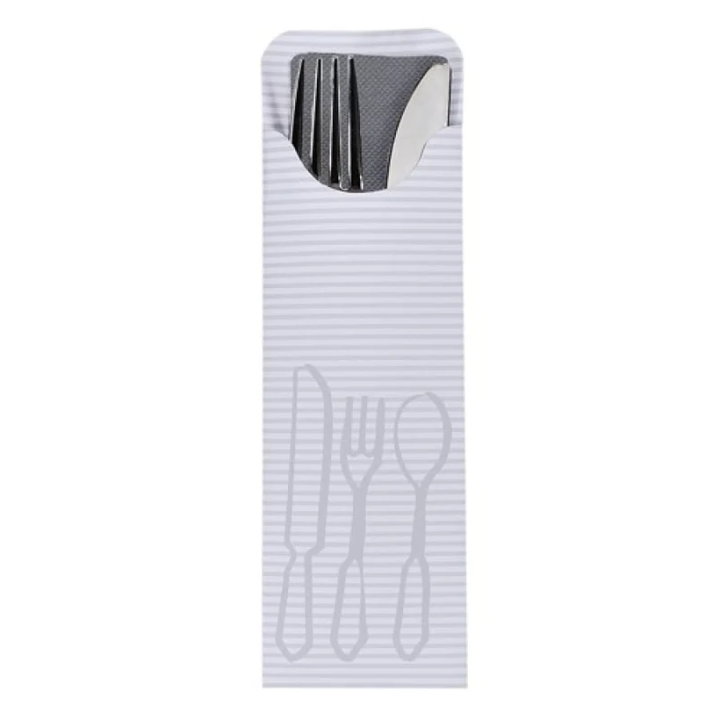 Papstar Bestecktaschen, 23,5 cm x 7,3 cm, grau
