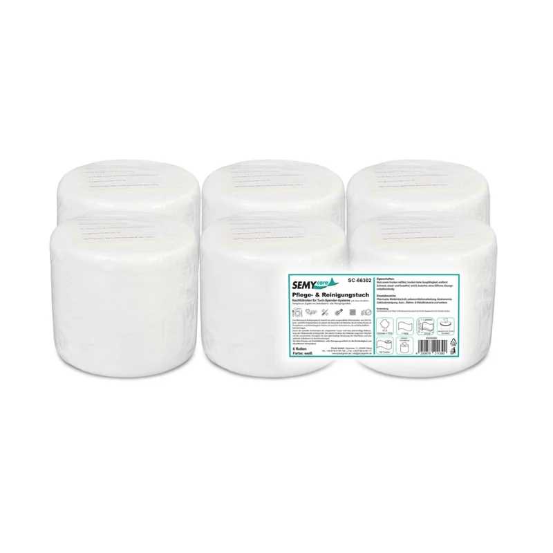 SemyCare Reinigungstücher, 24 x 23 cm, weiß, 1-lagig