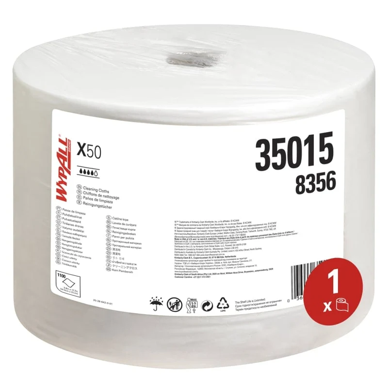 WypAll® X50 Reinigungstücher, 1-lagig, weiß