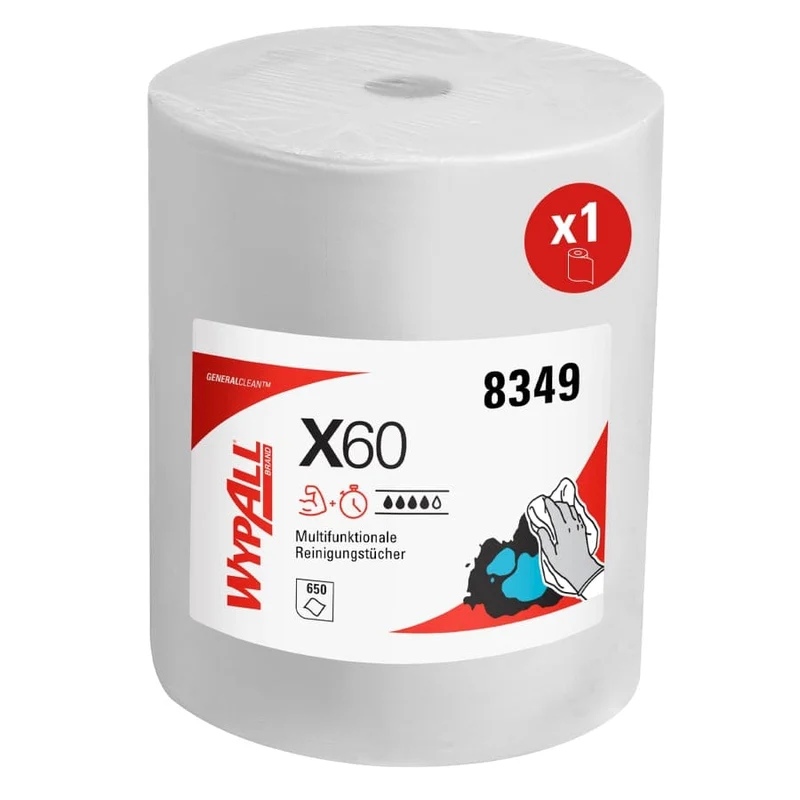 WypAll® X60 Reinigungstücher, 1-lagig, weiß