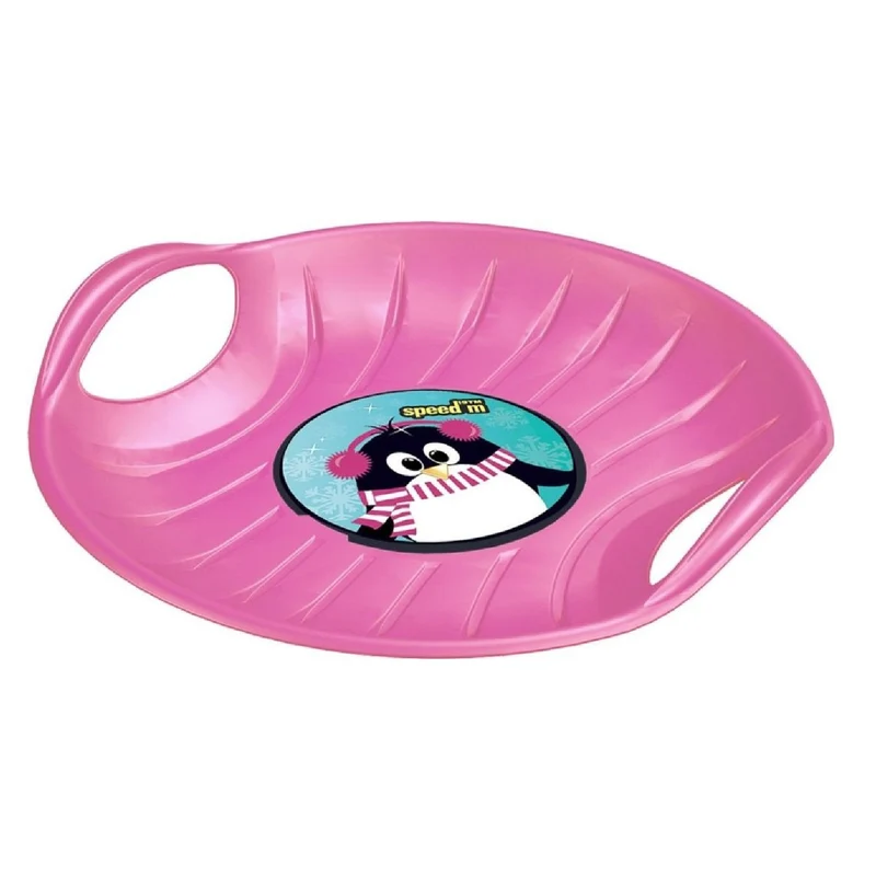 Rutschteller Schlitten Winter Schneeschlitten aus Kunststoff - 60 x 60 cm - Rosa