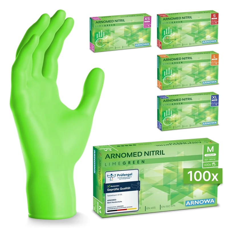 ARNOMED Einweghandschuhe Nitril Grün (Lime Green)