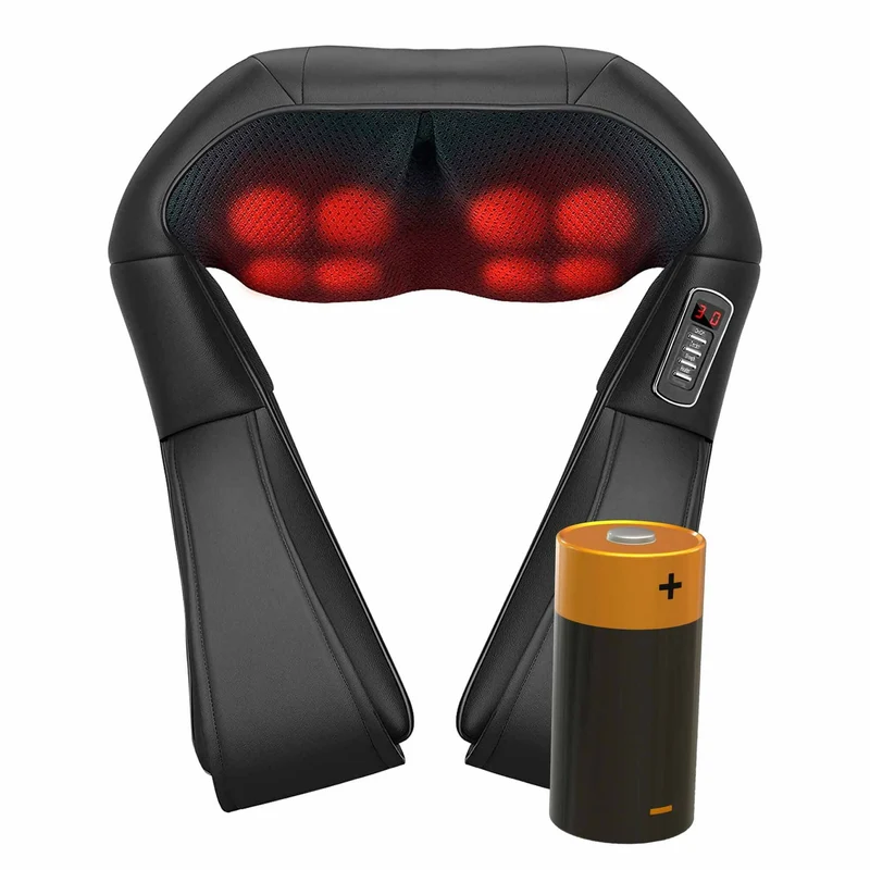 Nekmassageapparaat met warmtefunctie voor nek, schouders & rug / Elektrische diepe weefselmassage / 3 instelbare snelheden / Geschikt voor thuis, kantoor & auto