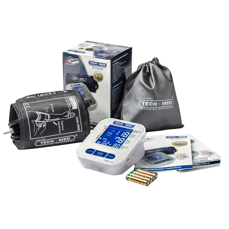Elektronisches Blutdruckmessgerät, beleuchtetes Display, Manschette 22–32 cm, Arrhythmieanzeige, TMA-10, Tech-Med