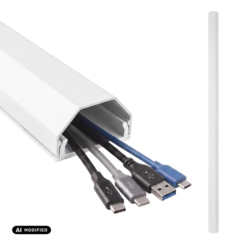 Maclean-Kabelabdeckleiste aus Aluminium, 33 x 18 x 750 mm, weiß, MCTV-897 W