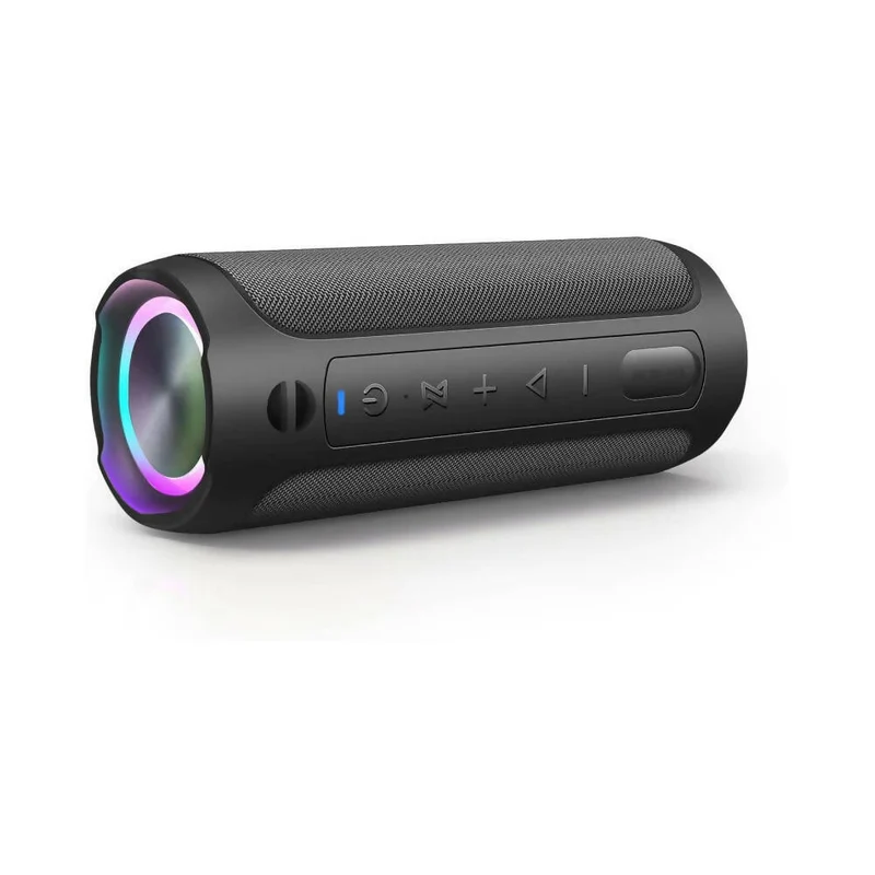 Haut-parleur Bluetooth 5.0 portable / Son stéréo puissant 360° / Basses profondes / Étanche IPX7 / Fonction mains libres / Lumière LED / Autonomie de 24H