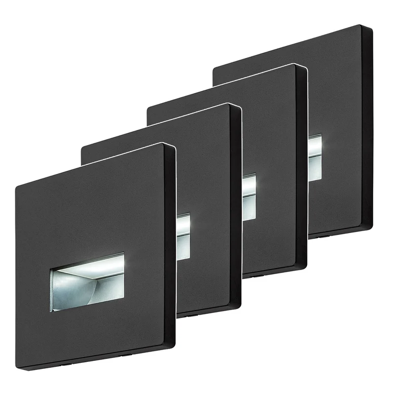 Lunca LED-Lampe 1 W, IP20, schwarz, einstellbare Lichtfarbe 3000, 4500, 6500 K, 77195, 4 Stück