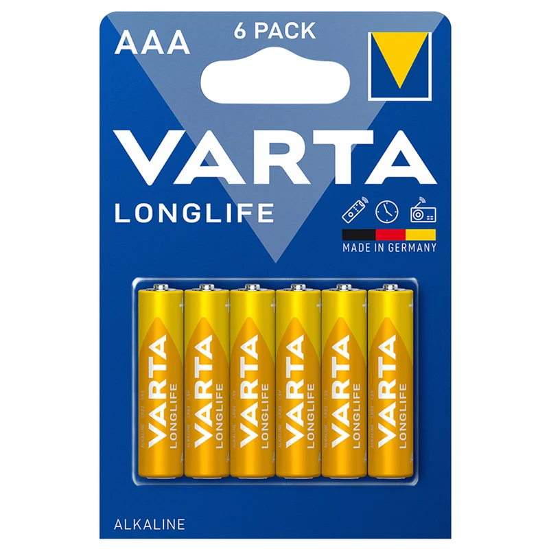 6x R-03 LR03 AAA 1,5 V Alkali-Batterie Longlife von Varta