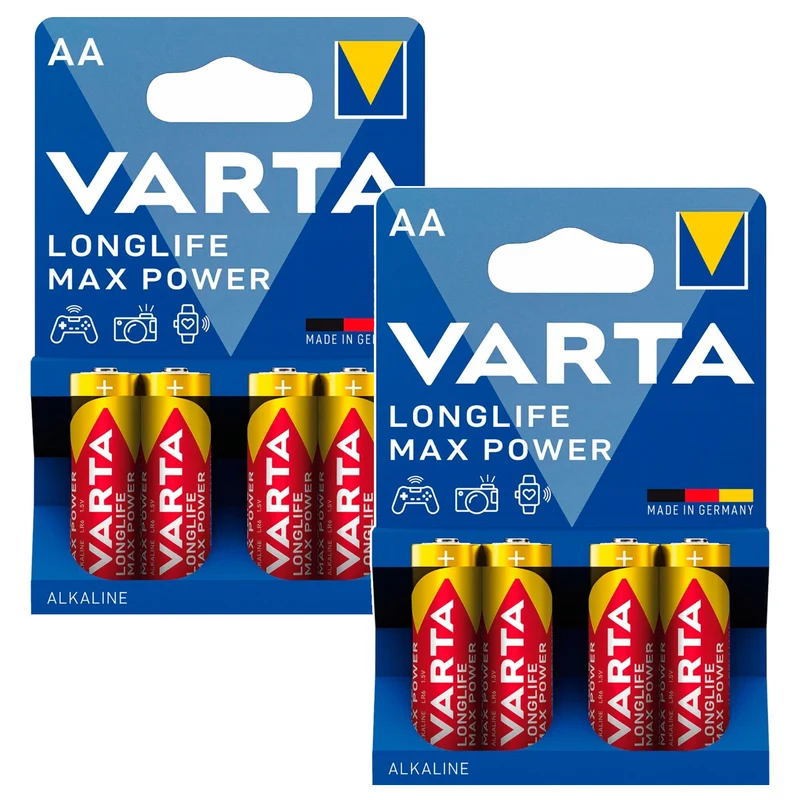 8x R-06-Batterie (R06, AA, 1,5 V, Alkali, R-06 Longlife Max Power von Varta)
